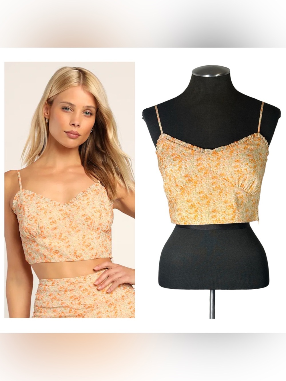 🆕 Lulu’s - Floral Strappy Lined Crop Top – Small – NWT